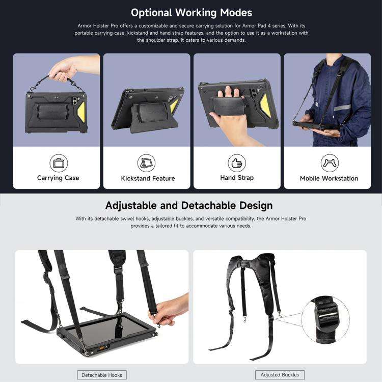 For Ulefone Armor Pad 4 Series Ulefone 4 in 1 Multi-purpose Tablet Carry Case(Black)