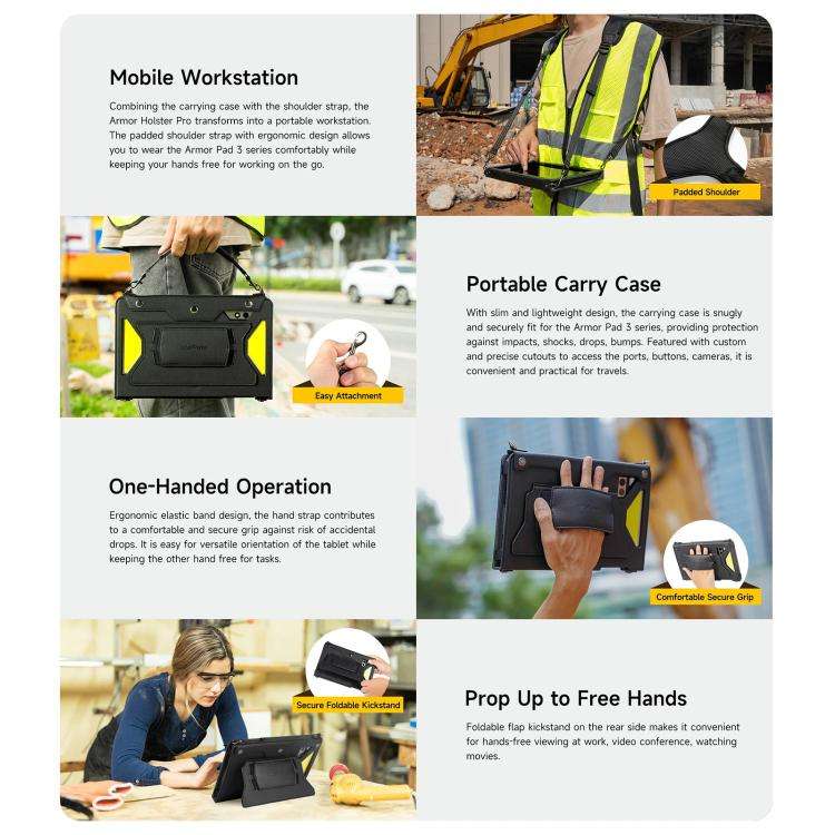 For Ulefone Armor Pad 4 Series Ulefone 4 in 1 Multi-purpose Tablet Carry Case(Black)