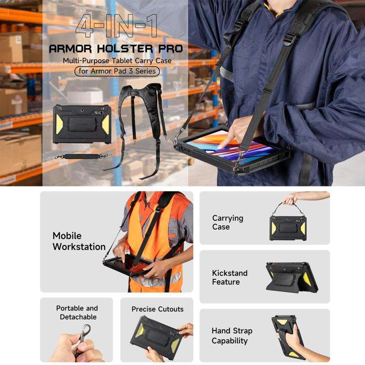 For Ulefone Armor Pad 3 Pro Ulefone 4 in 1 Multi-purpose Tablet Carry Case(Black)