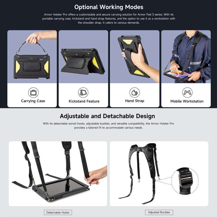 For Ulefone Armor Pad 3 Pro Ulefone 4 in 1 Multi-purpose Tablet Carry Case(Black)
