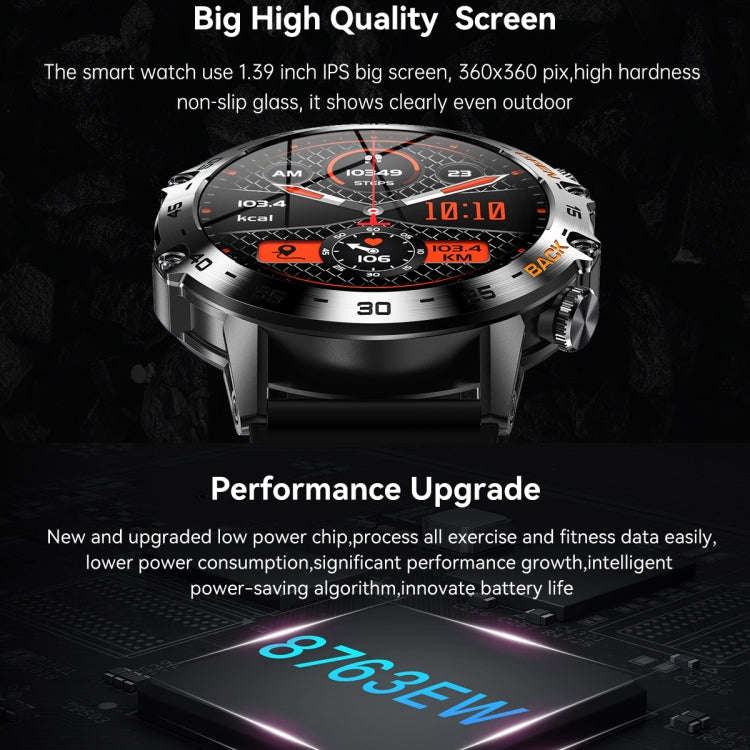 K52 1.39 inch IPS Square Screen Smart Watch Supports Bluetooth Calls(Silver Orange)