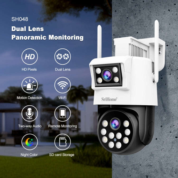 SriHome SH048 2MP + 2MP Humanoid Tracking Smart Night Vision Dual Lens IP Camera(AU Plug)