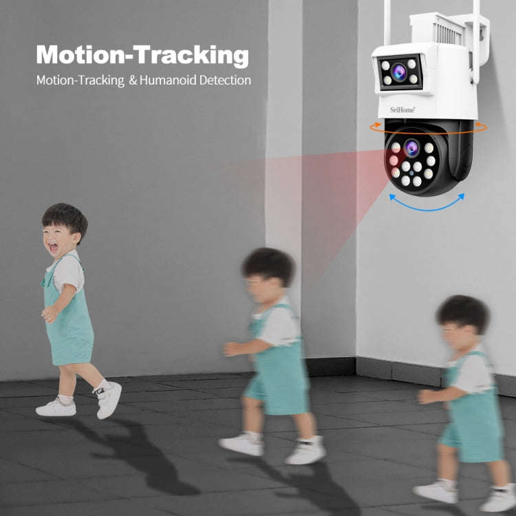 SriHome SH048 2MP + 2MP Humanoid Tracking Smart Night Vision Dual Lens IP Camera(AU Plug)