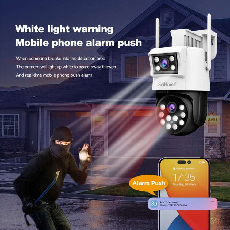 SriHome SH048 2MP + 2MP Humanoid Tracking Smart Night Vision Dual Lens IP Camera(AU Plug)