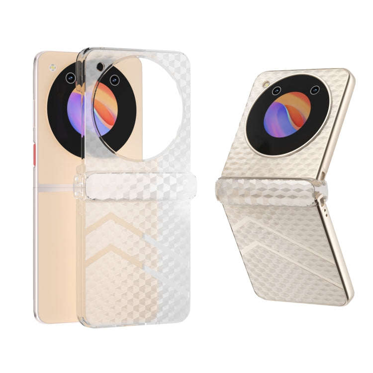 For ZTE Libero Flip Wave Pattern Transparent Frosted Phone Case with Hinge