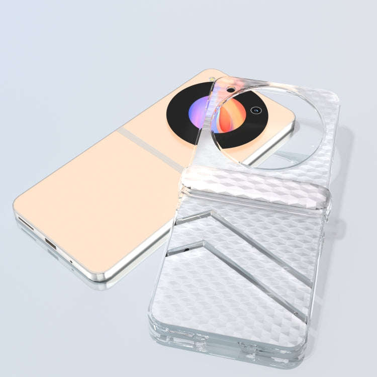 For ZTE Libero Flip Wave Pattern Transparent Frosted Phone Case with Hinge