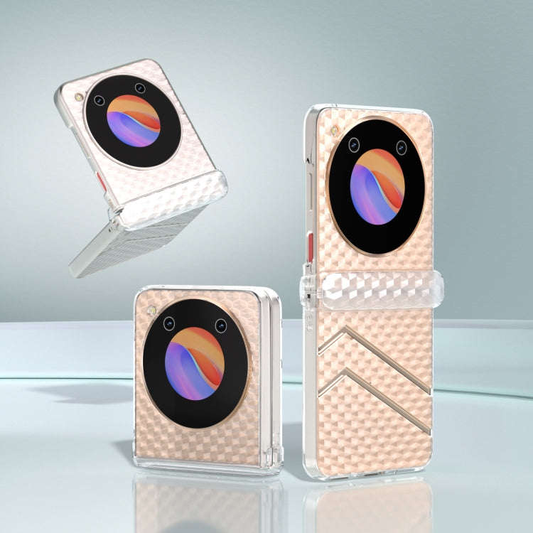 For ZTE Libero Flip Wave Pattern Transparent Frosted Phone Case with Hinge
