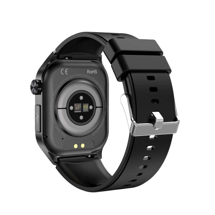 ET580 2.04 inch AMOLED Screen Sports Smart Watch Support Bluetooth Call /  ECG Function(Black Lea...