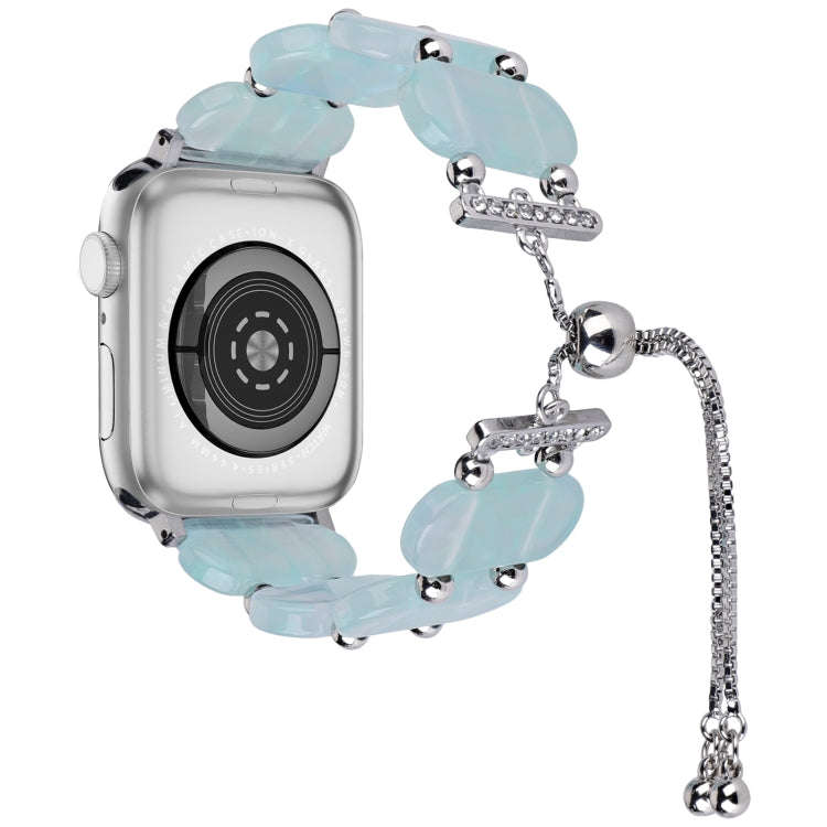 For Apple Watch Series 7 41mm Resin Retractable Chain Watch Band(Ice Blue)