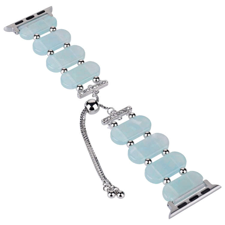 For Apple Watch Series 7 41mm Resin Retractable Chain Watch Band(Ice Blue)