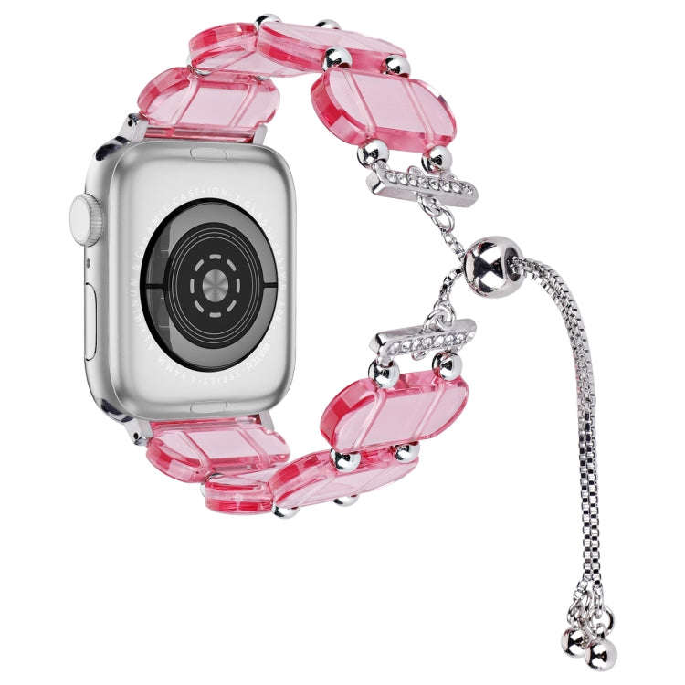 For Apple Watch Series 6 40mm Resin Retractable Chain Watch Band(Pink)