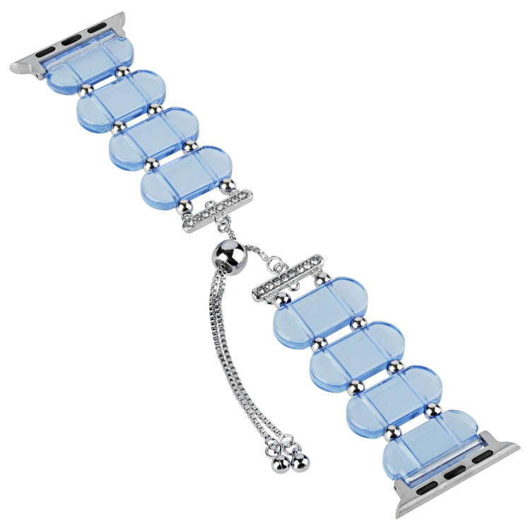 For Apple Watch Series 6 44mm Resin Retractable Chain Watch Band(Blue)