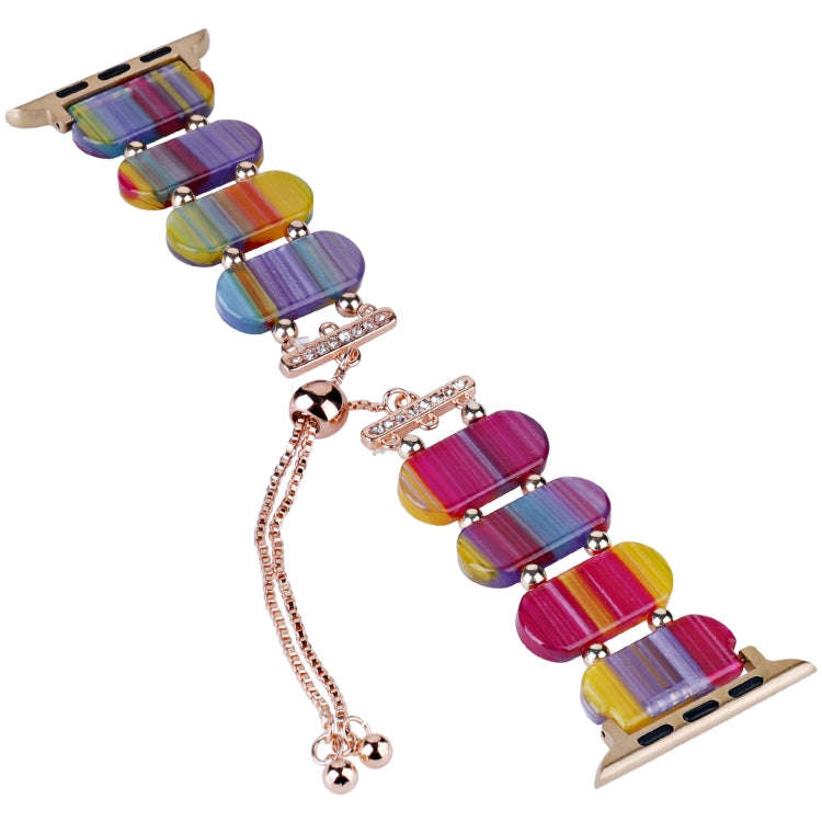 For Apple Watch Series 6 44mm Resin Retractable Chain Watch Band(Rainbow)