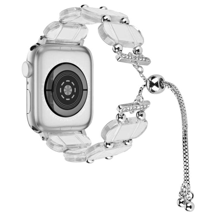 For Apple Watch Series 3 42mm Resin Retractable Chain Watch Band(Transparent)