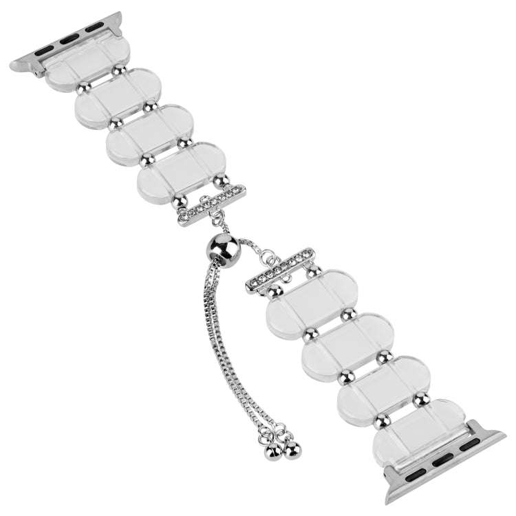 For Apple Watch Series 3 42mm Resin Retractable Chain Watch Band(Transparent)