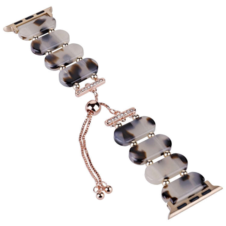 For Apple Watch 38mm Resin Retractable Chain Watch Band(Brown White)
