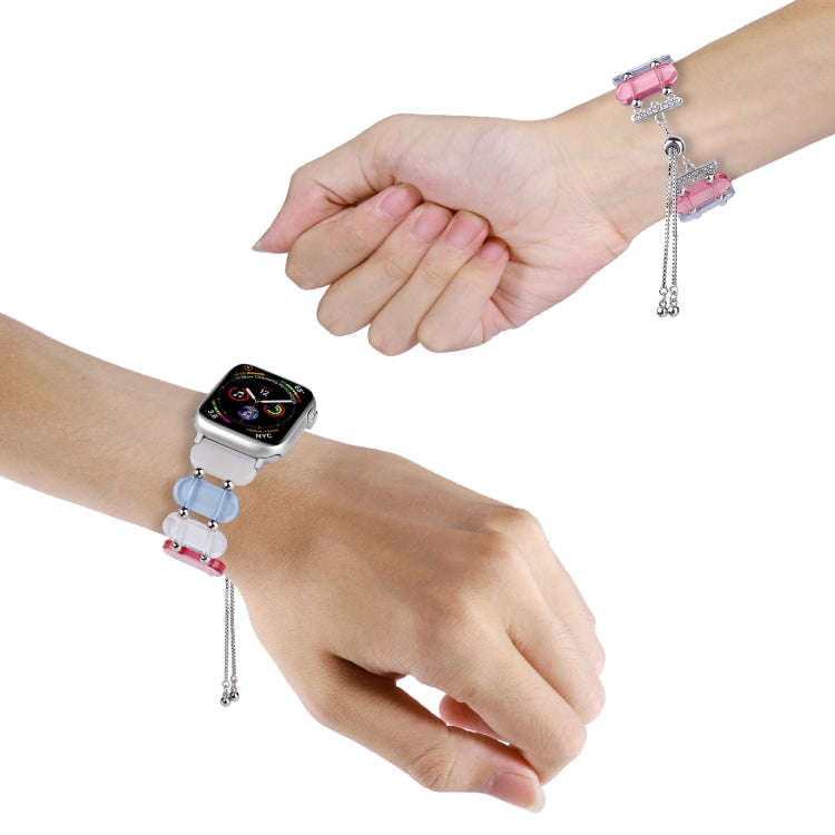 For Apple Watch Series 3 42mm Resin Retractable Chain Watch Band(Transparent)