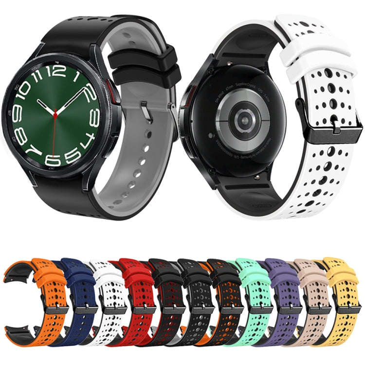 For Samsung Galaxy Watch 6 Two Color Silicone Watch Band(Blue Black)