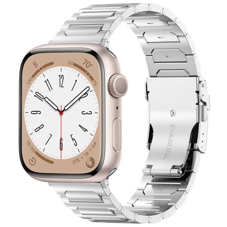 For Apple Watch Series 8 41mm I-Shaped Titanium Metal Watch Band(Mirror Silver)