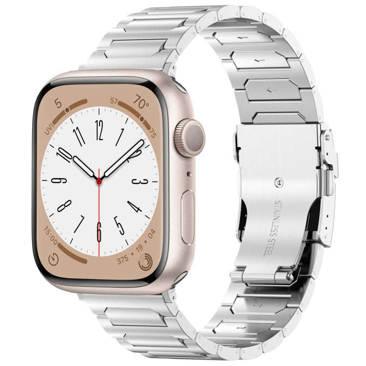 For Apple Watch Series 7 41mm I-Shaped Titanium Metal Watch Band(Silver)