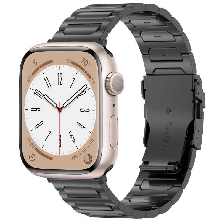 For Apple Watch SE 44mm I-Shaped Titanium Metal Watch Band(Black)