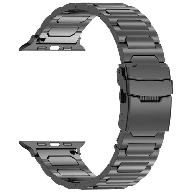 For Apple Watch SE 44mm I-Shaped Titanium Metal Watch Band(Black)