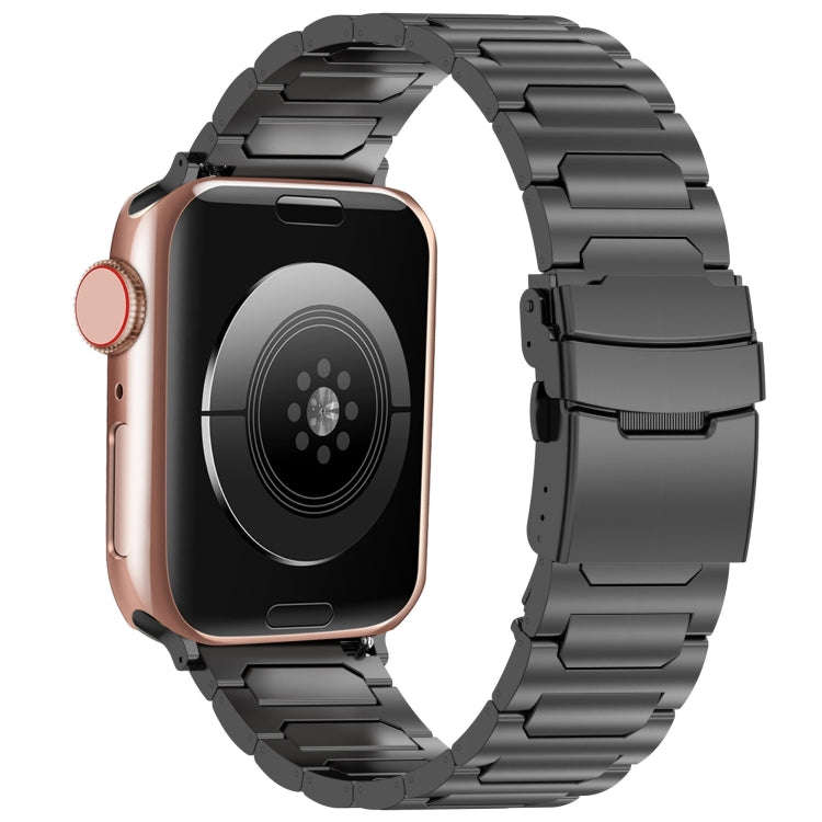 For Apple Watch SE 44mm I-Shaped Titanium Metal Watch Band(Black)