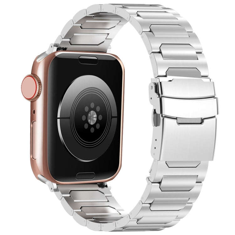 For Apple Watch Series 2 42mm I-Shaped Titanium Metal Watch Band(Mirror Silver)