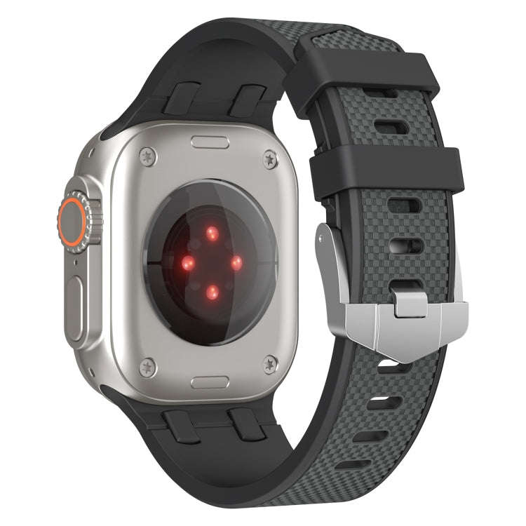For Apple Watch Series 9 45mm Oak Silicone Watch Band(Black Grey)