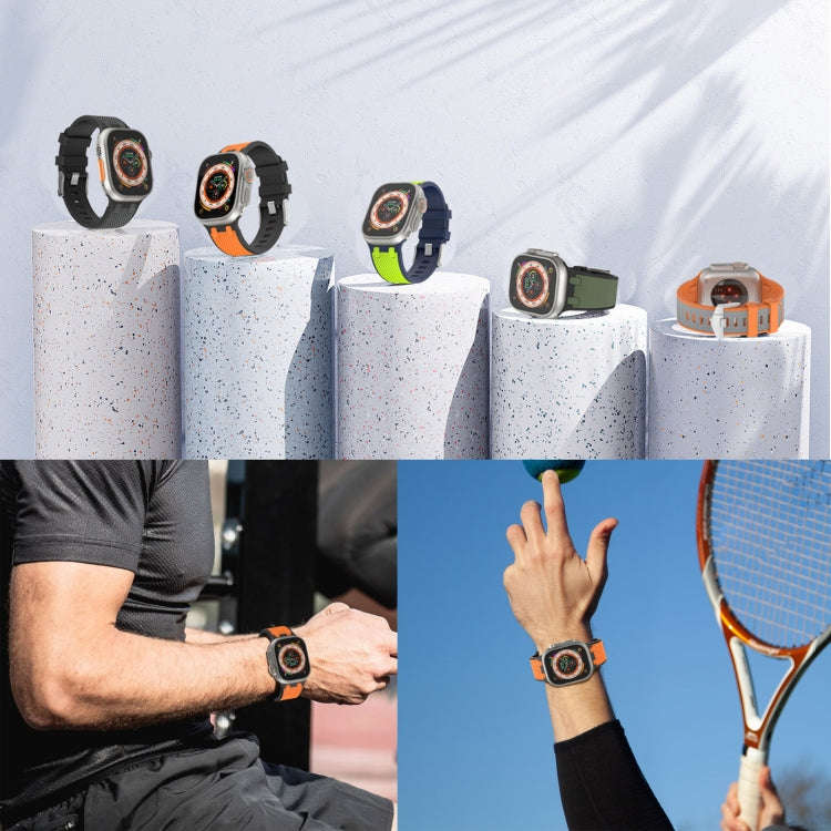 For Apple Watch Series 6 44mm Oak Silicone Watch Band(Black Grey)
