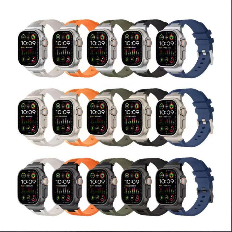 For Apple Watch 42mm Loners Liquid Silicone Watch Band(Titanium Black)