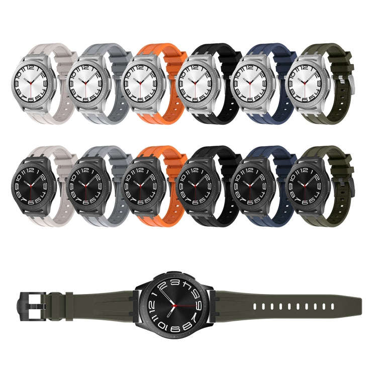 20mm Flat Head Silicone Watch Band(Silver Green)