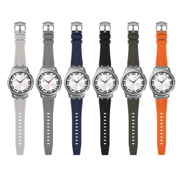 22mm Flat Head Silicone Watch Band(Silver Green)