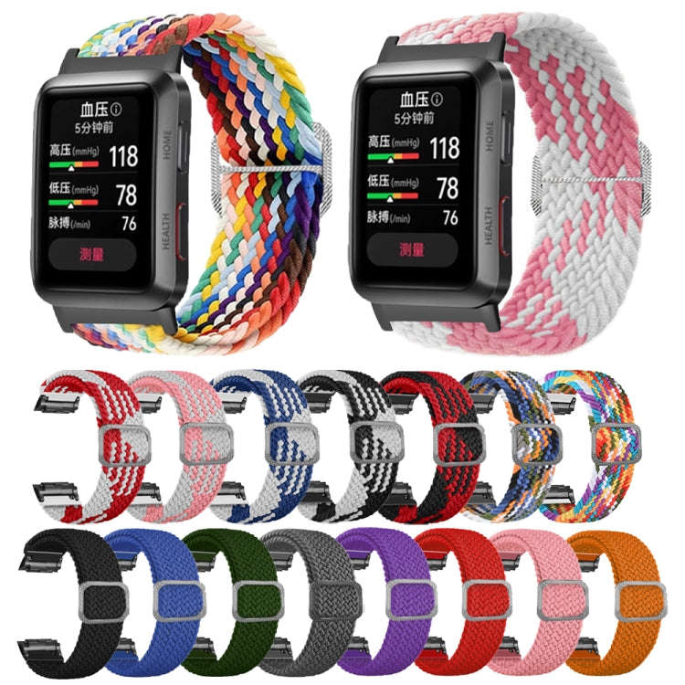 For Huawei Watch D Adjustable Woven Nylon Watch Band(Red Black)