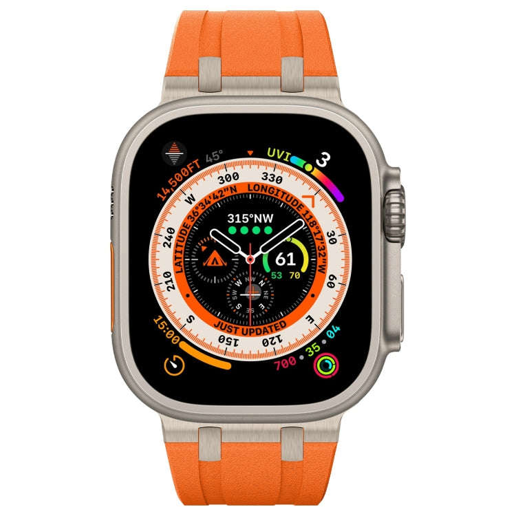 For Apple Watch Series 6 44mm Stone Grain Liquid Silicone Watch Band(Titanium Orange)