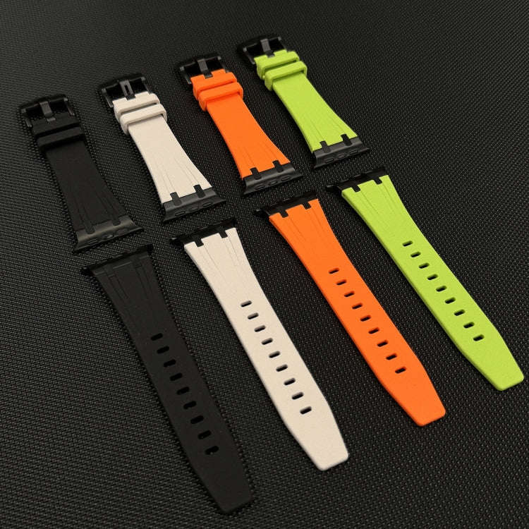 For Apple Watch Series 9 45mm Stone Grain Liquid Silicone Watch Band(Silver Green)