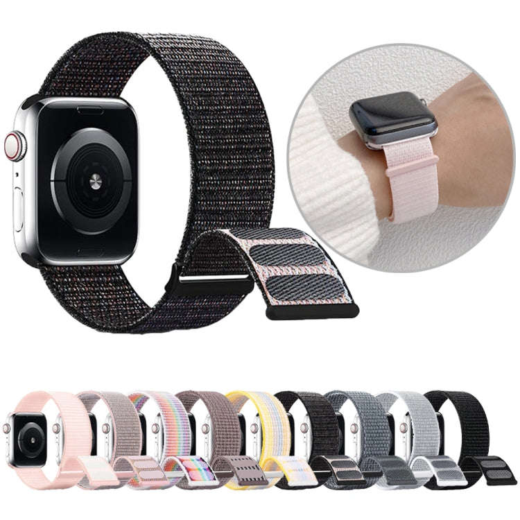 For Apple Watch Series 7 41mm Dual Hook and Loop Nylon Watch Band(Smoke Purple)
