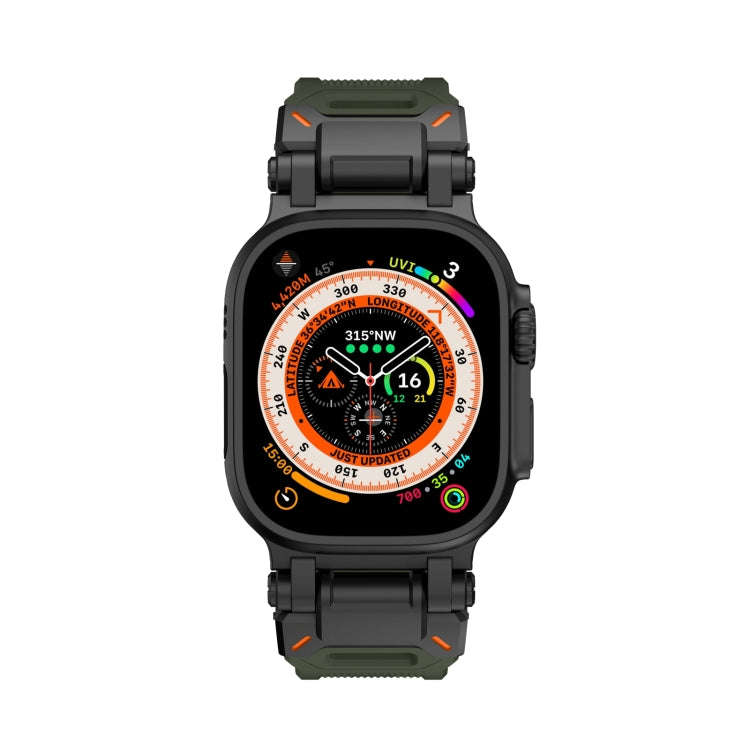 For Apple Watch Series 7 45mm Explorer TPU Watch Band(Black Green)