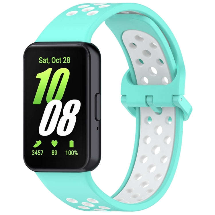 For Samsung Galaxy Fit 3 Two Color Breathable Silicone Watch Band(Teal White)