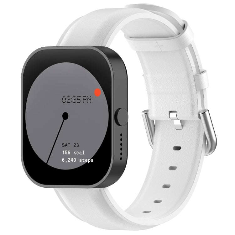 For Nothing CMF Watch Pro / Watch Pro 2 22mm Round Tail Genuine Leather Watch Band(White)
