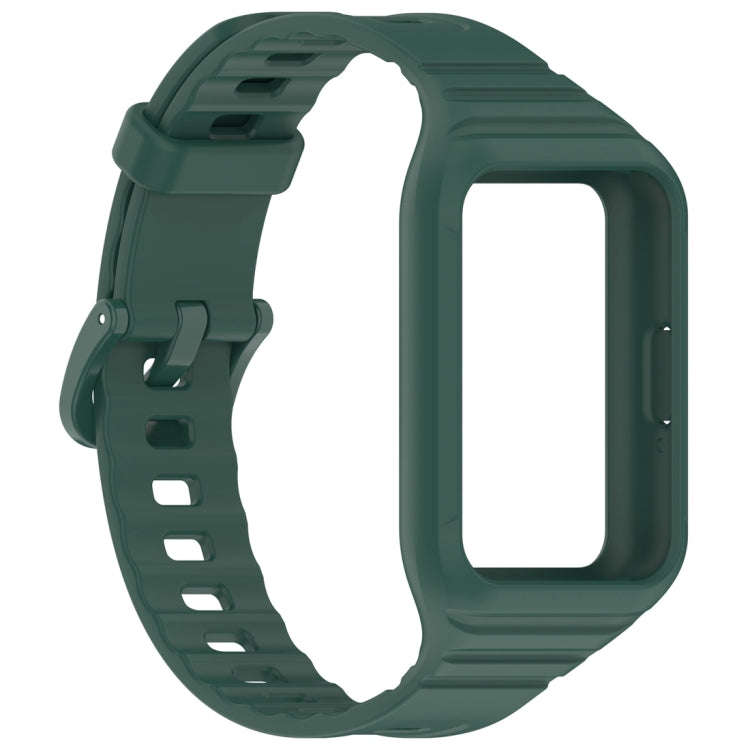 For Samsung Galaxy Fit 3 Solid Color Integrated TPU Watch Band(Dark Green)