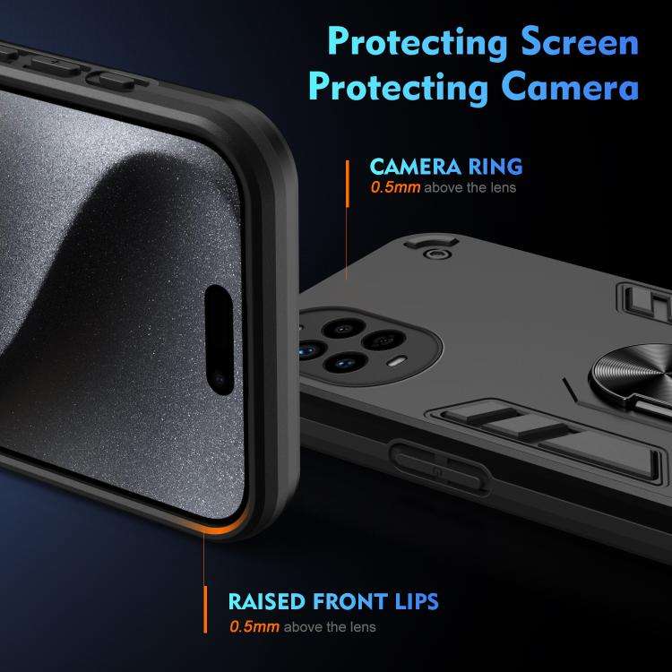 For Huawei nova 13 Pro Shockproof Metal Ring Holder Phone Case(Black)