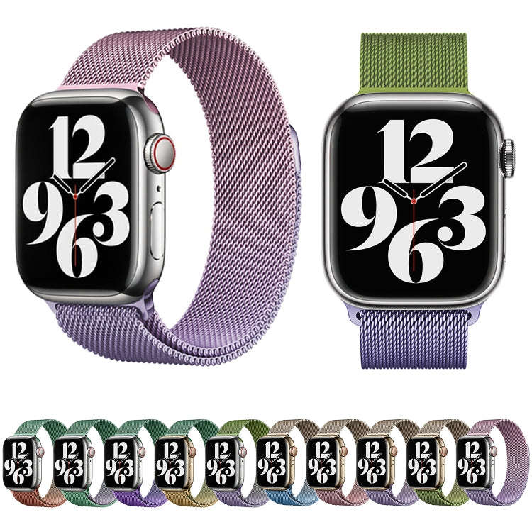 For Apple Watch Series 7 41mm Milan Gradient Loop Magnetic Buckle Watch Band(Gold Light Pink)