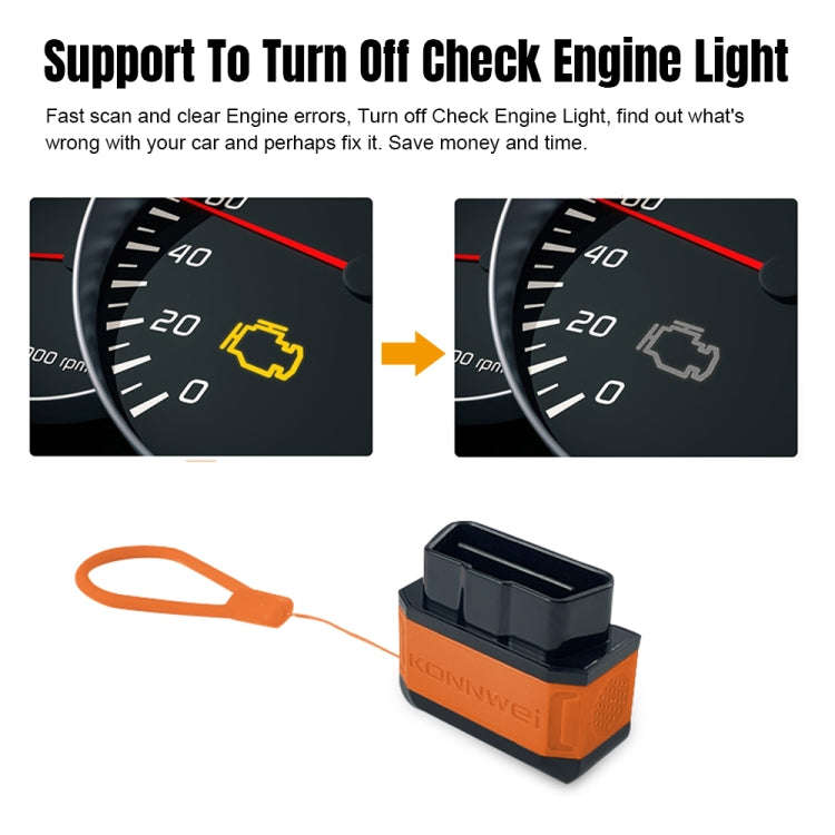KONNWEI KW906 Bluetooth 5.0 Car OBD2 Scanner Support Android & iOS(Black)