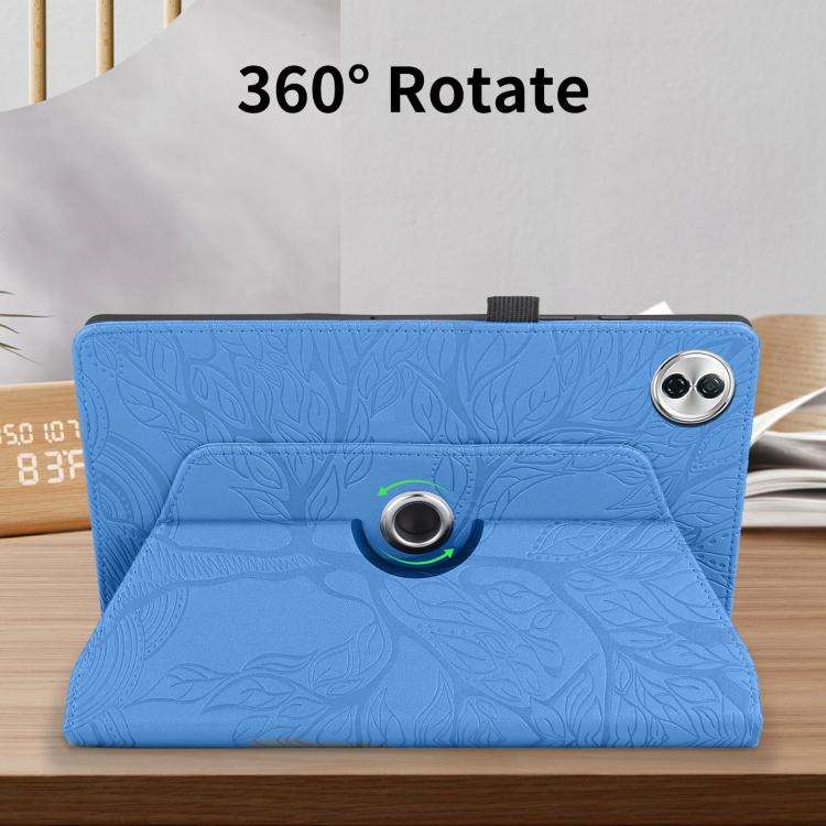 For Honor Pad 10 Tree Life Embossed Rotation Leather Tablet Case(Blue)