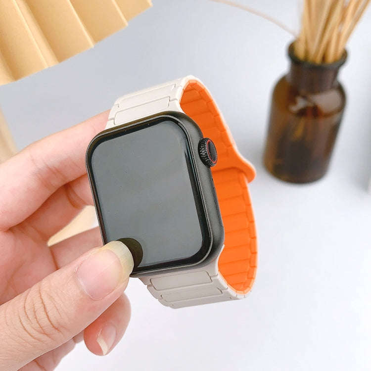 For Apple Watch 38mm I-Shaped Magnetic Silicone Watch Band(Black Gray)