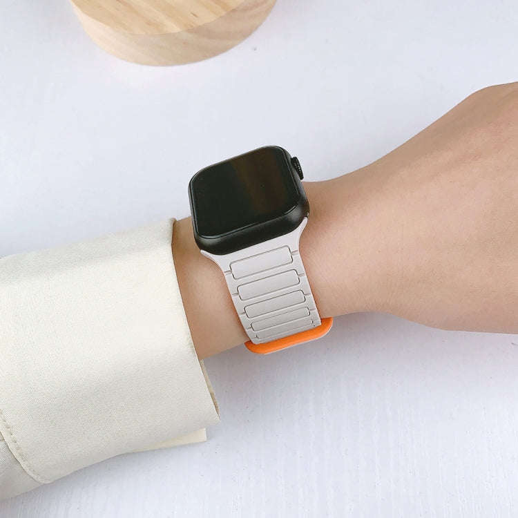 For Apple Watch Series 2 38mm I-Shaped Magnetic Silicone Watch Band(Black White)
