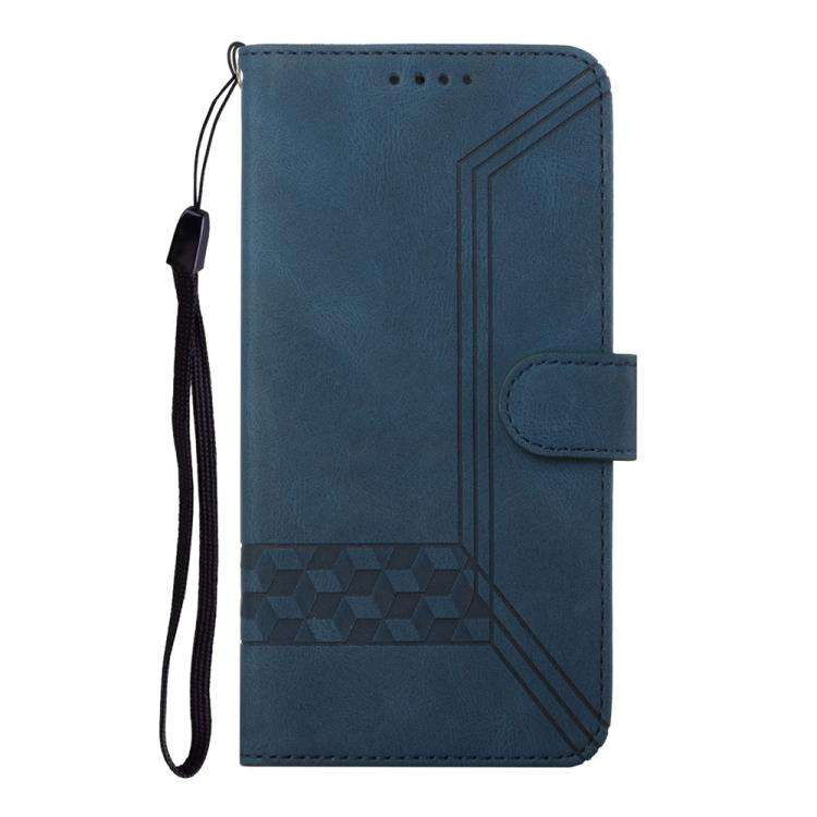 For ZTE Blade A56 Pro Cubic Skin Feel Flip Leather Phone Case(Blue)