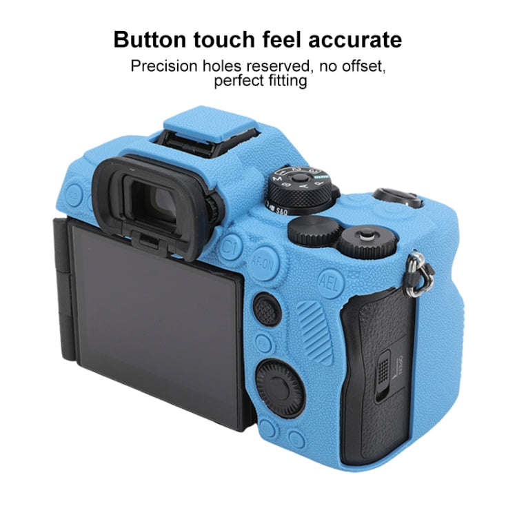 For Sony ILCE7RM5 / A7R5 Litchi Texture Soft Silicone Protective Case(Blue)