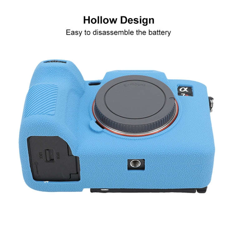 For Sony ILCE7RM5 / A7R5 Litchi Texture Soft Silicone Protective Case(Blue)
